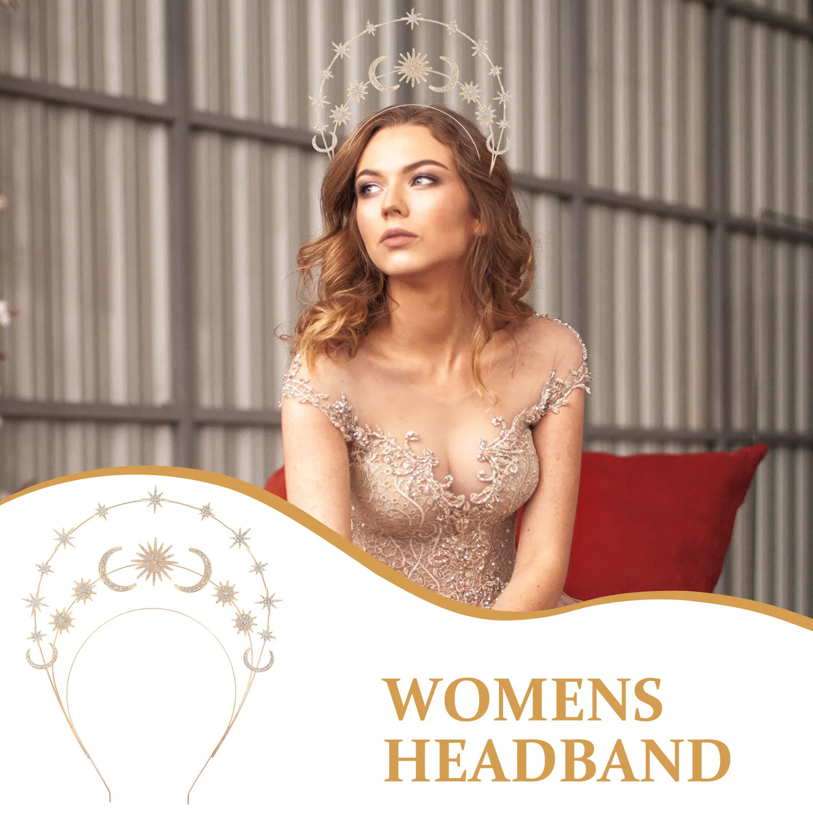 

Moon Star Headband Layered Metal Tiara Hair Accessory Wedding Bridal Prom Party Womens Headband Moon Crown Star Crown Hairband