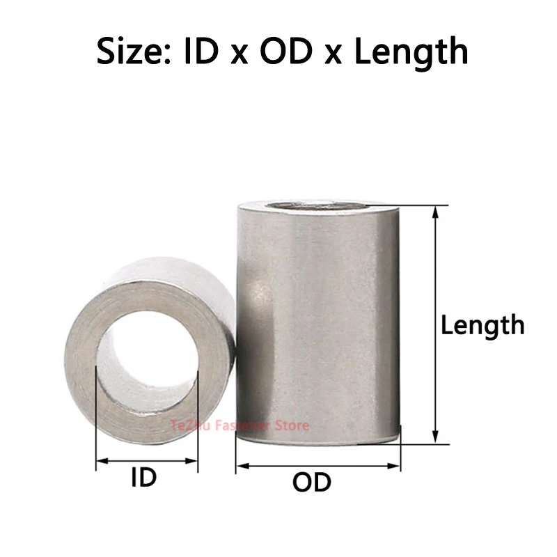 I.D 7mm 9mm 10mm 12mm 304 Stainless Steel Bushing Washer Round Hollow Unthreaded Standoff Spacer Gasket