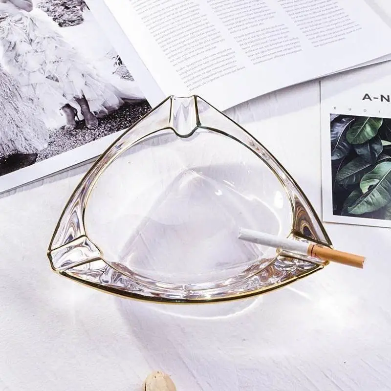 

3 Size Glass Cigar Ashtray Home Indoor Ashtray Creative Crystal Ashtray Cigars Ash Tray Holder Smoking Accessory With Box Luxury
