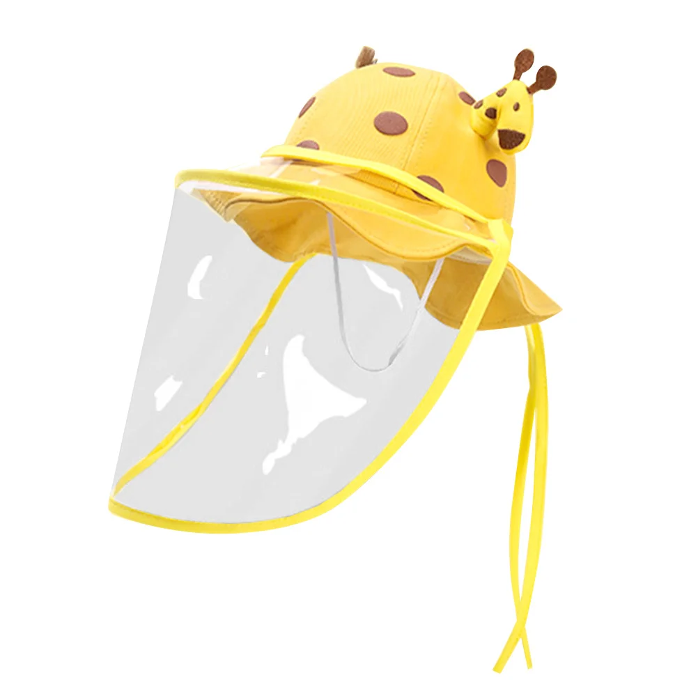 

1pc Kids Protective Fisherman Hat Yellow Detachable Anti-Spitting Mask Anti-Droplet Isolation Shield For Outdoor Travel Sand