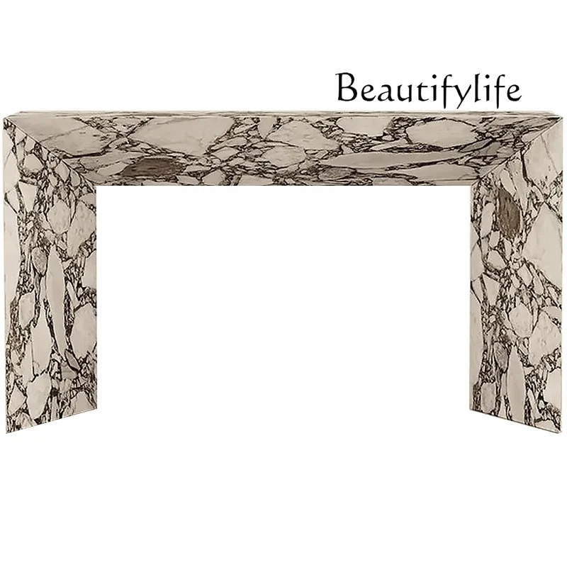 

vV Marble American retro minimalist entry is opposite the door, entrance table, light luxury, ultra-narrow, simple against the w