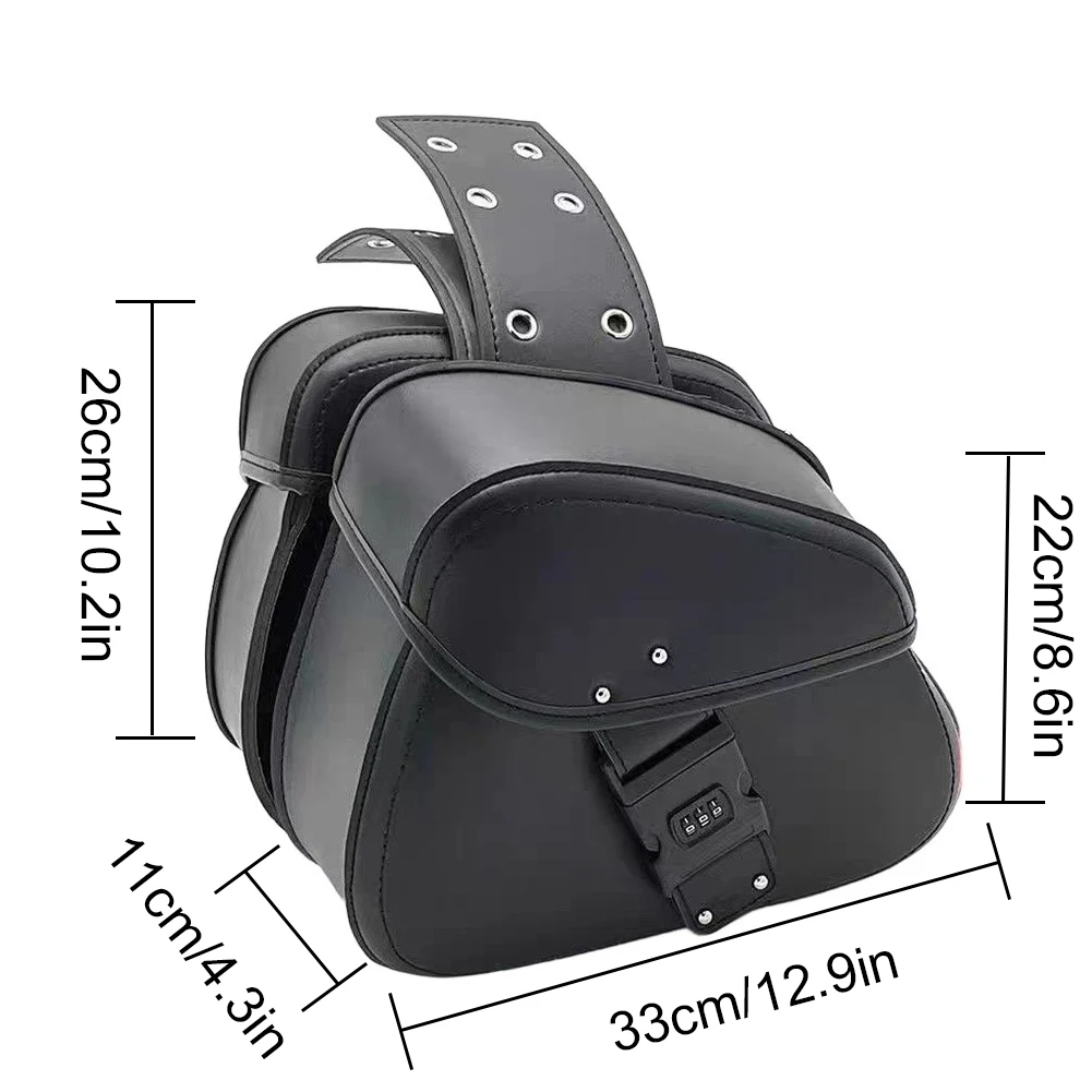 Motorcycle Saddlebags PU Leather Waterproof Construction with 3-Digit For Combo Lock for Scooters for retro Cruisers E-Bikes