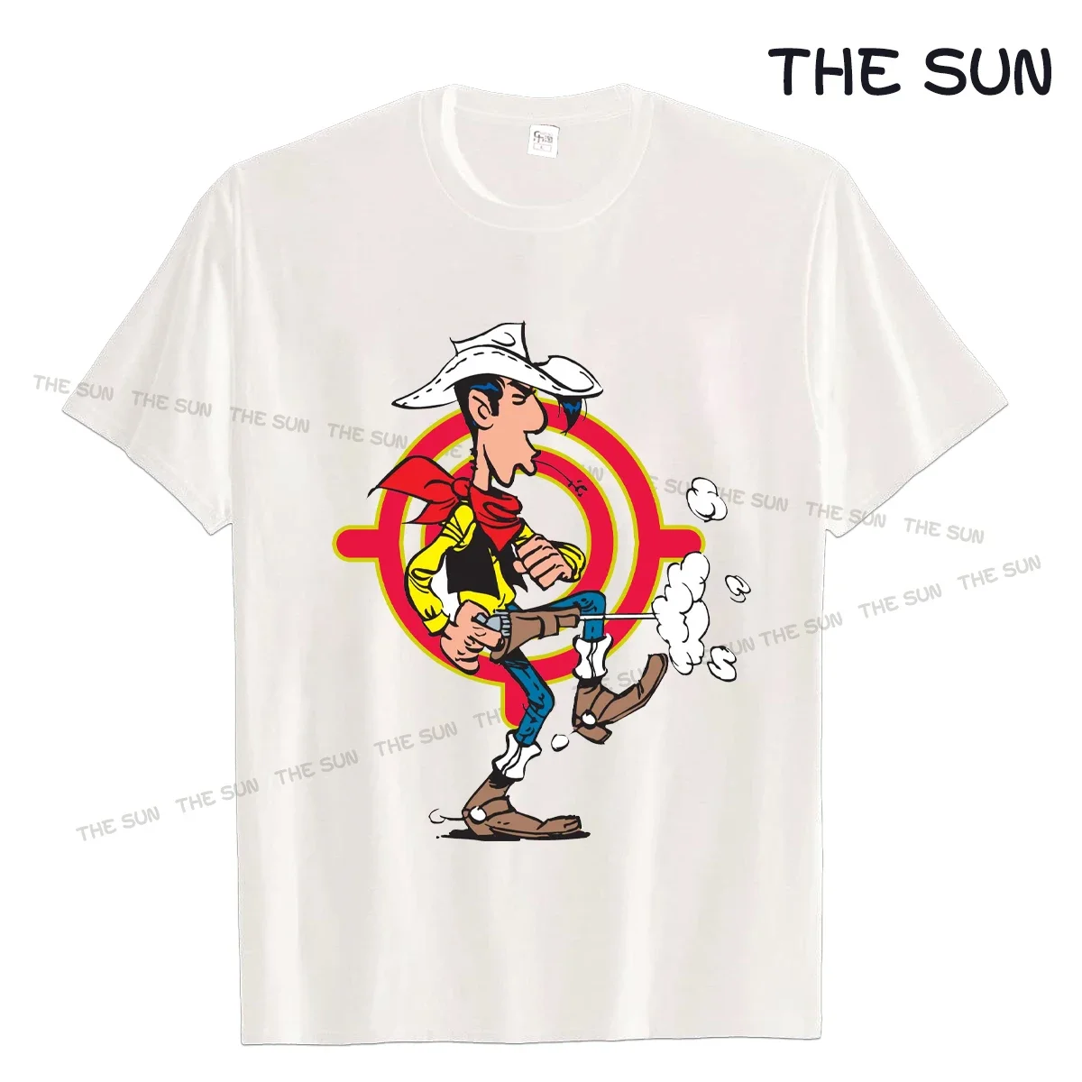 

Novelty Lucky Luke T-Shirt Men Round Collar Cotton T Shirts Funny Cartoon Short Sleeve Tee Shirt Gift Idea Tops