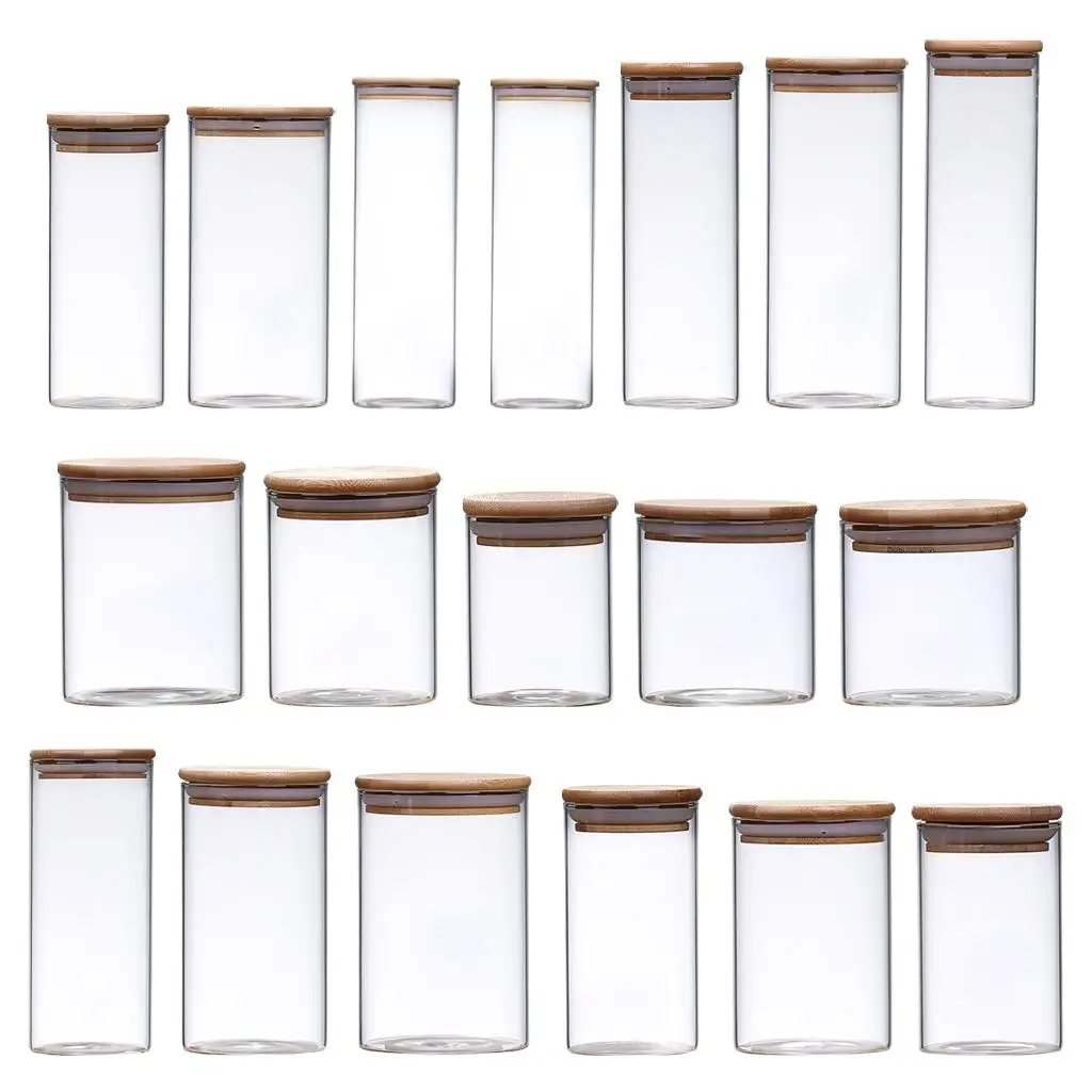 Transparent Glass Jar with Lid Food Container Kitchen Supplies Stackable Sealed Can for Tea Sugar Cookie Coffee Flour