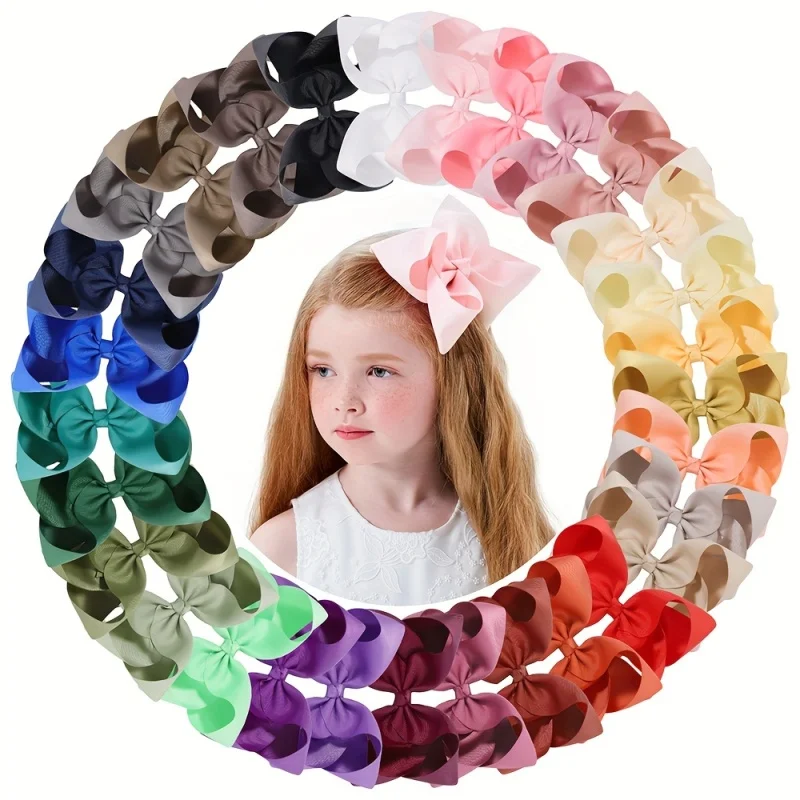 

10/20/30pcs 6'' Large Grosgrain Ribbon Hair Bow Clips for Women Girls Cute Solid Color Hairpins Barrettes Kids Hair Accessories