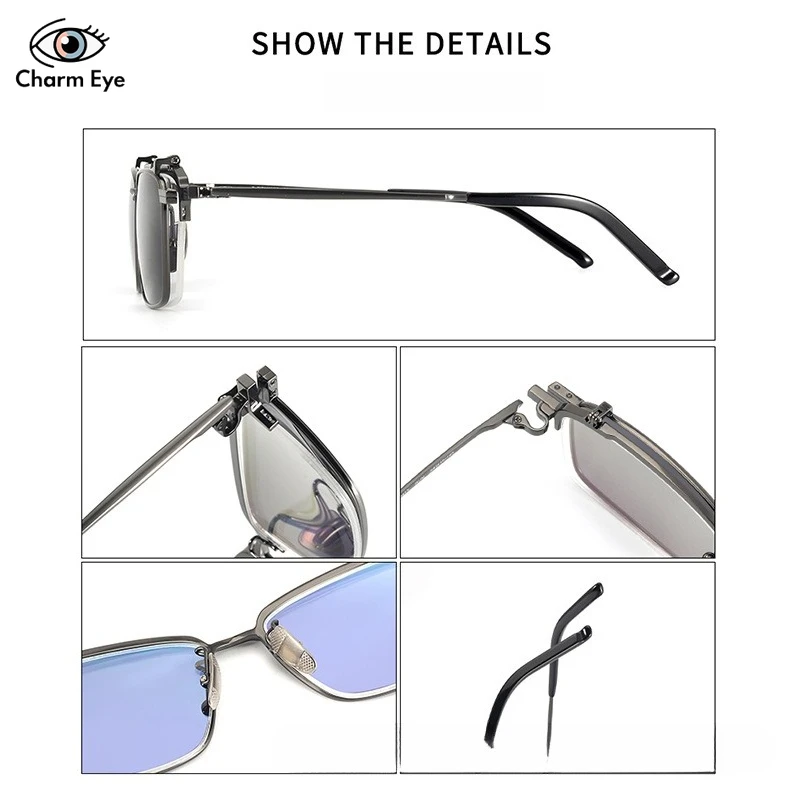 أزياء الرجال الاستقطاب النظارات الشمسية الراقية الوجه يصل إطار التيتانيوم النقي يمكن إقرانها مع العدسات الطبية لقصر النظر