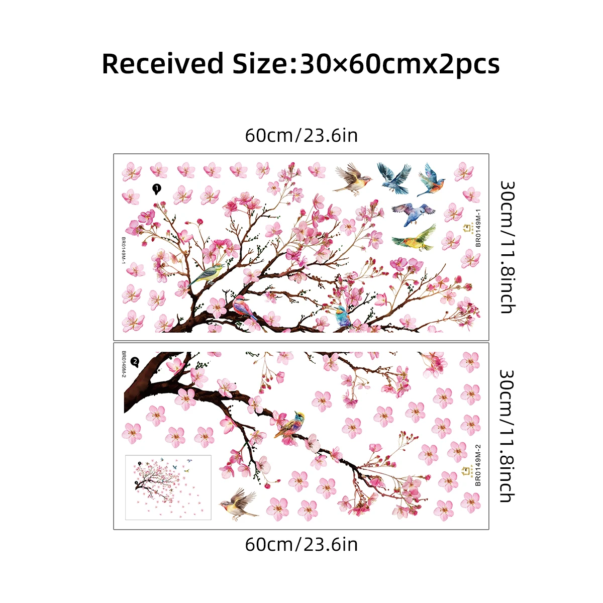 Watercolour Bird Flower Wall Stickers Living Room Decoration for Bedroom Wall Decals Kids Room Baby Nursery Home Decor Girl Gift