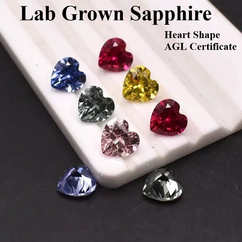 

Lab Grown Sapphire Heart Shape Multiple Colors DIY Jewelry Production Main Materials Selectable AGL Certificate