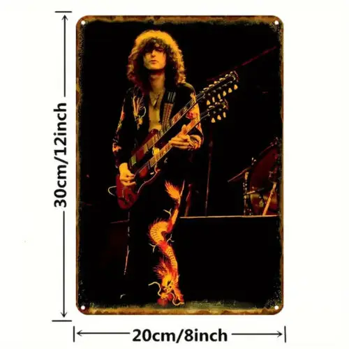 Letrero metálico de Jimmy Page Live Performance - Arte para pared NUEVO - Aluminio