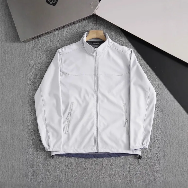 

Mens Stand Collar Softshell Jacket Breathable Windproof Casual Coat Versatile Outerwear For Sports Hiking Commute Daily Wear