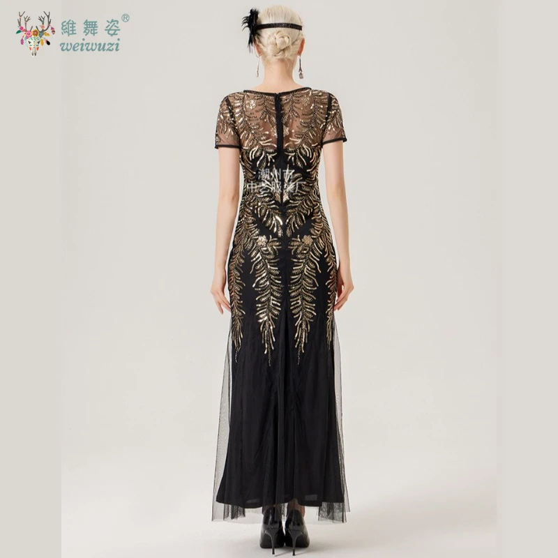 スパンコールサマードレス女性ブライズメイドイブニングドレスメッシュボディコンウェディングパーティードレス Vestidos ゴージャスなラウンドネック半袖