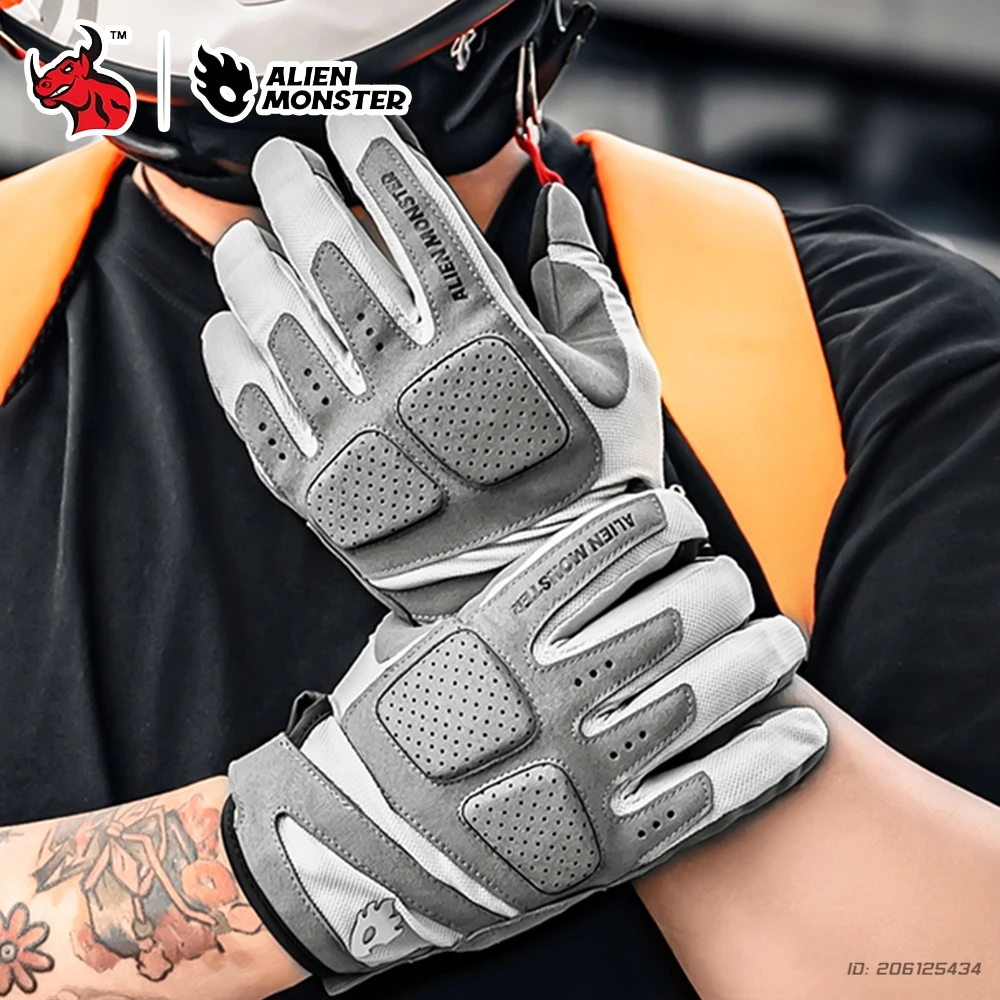 

Motorcycle Gloves Summer Mesh Ventilation Design Durable Full Finger Gloves with Protective Padding and Enhanced Airflow