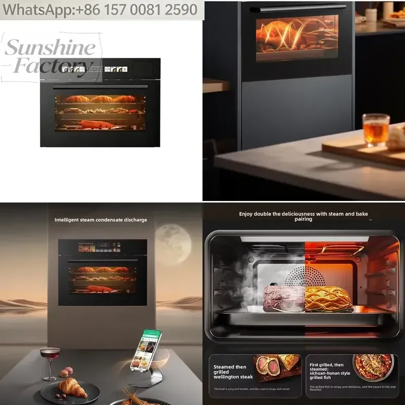 Electric 60L Single Household Built-in Steam Oven Nano Porcelain Inner Liner All-in-One for Steaming Roasting Frying Stewing