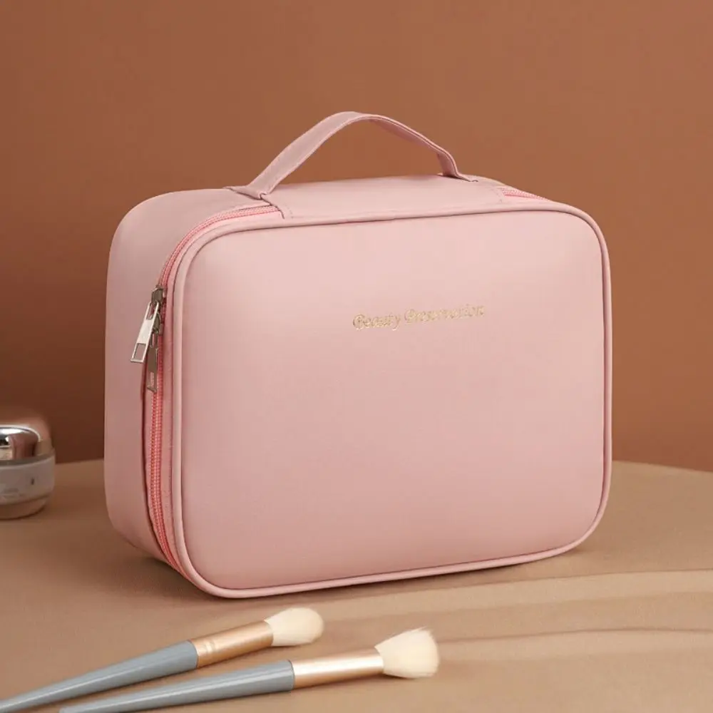 Square Detachable Makeup Bag Waterproof Zipper Cosmetic Bag PU Leather Compartmentalized Storage Makeup Bag Storage Bag