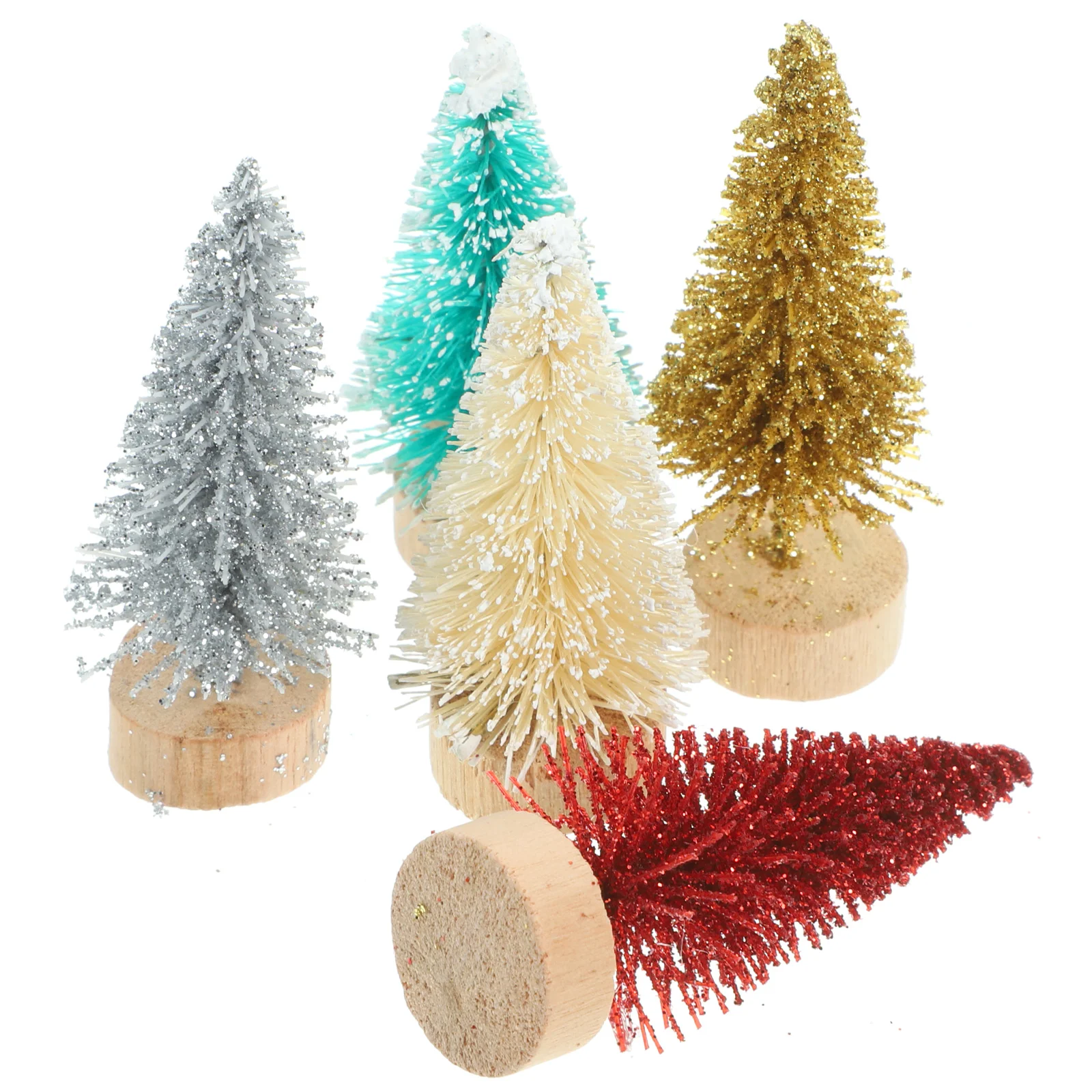 

60 Pcs Outdoor Christmas Decorations Xmas Lights Small Decorated Tree Model Ornaments