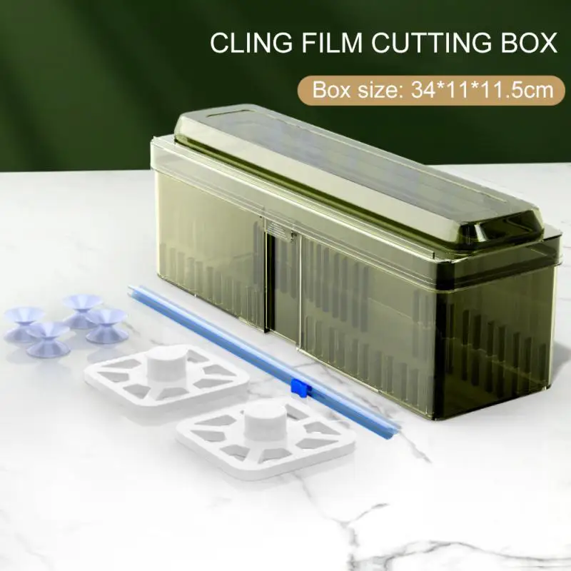 Cutting Box 1pcs With Slider Cutter Wax Paper Cling Film Plastic Kitchen Tools And Gadgets Wrap Cutting Box Refillable