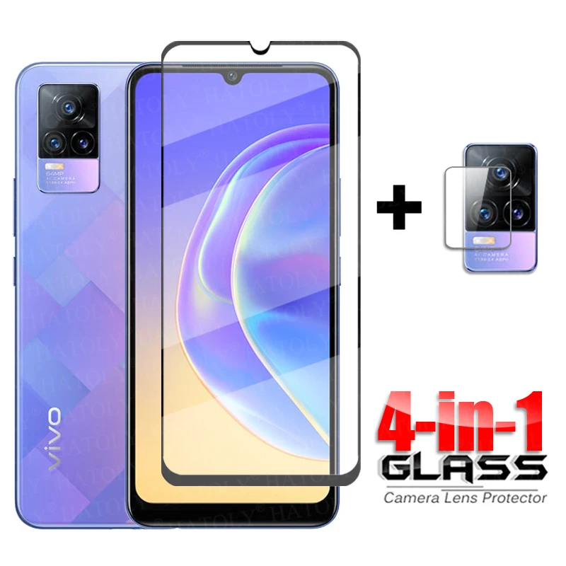 

4-in-1 For Glass Vivo V21 5G Full Cover Tempered Glass V17 V19 Y20 Y16 V11 V20 SE Y02 02S Screen Protector Glass For Vivo V21