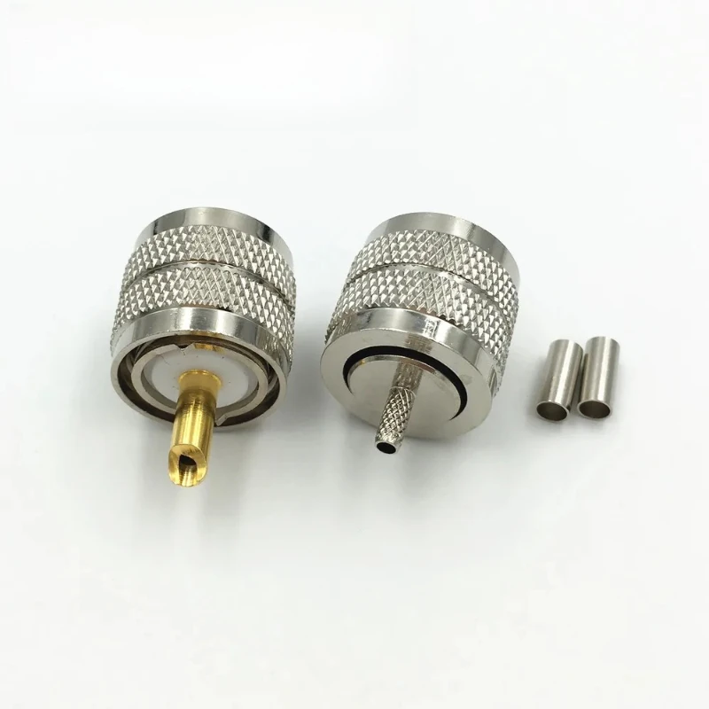 

10 шт. латунный разъем UHF PL-259 PL259, обжимной разъем для кабеля RG174 RG178 RG316 LMR100, радиочастотный разъем