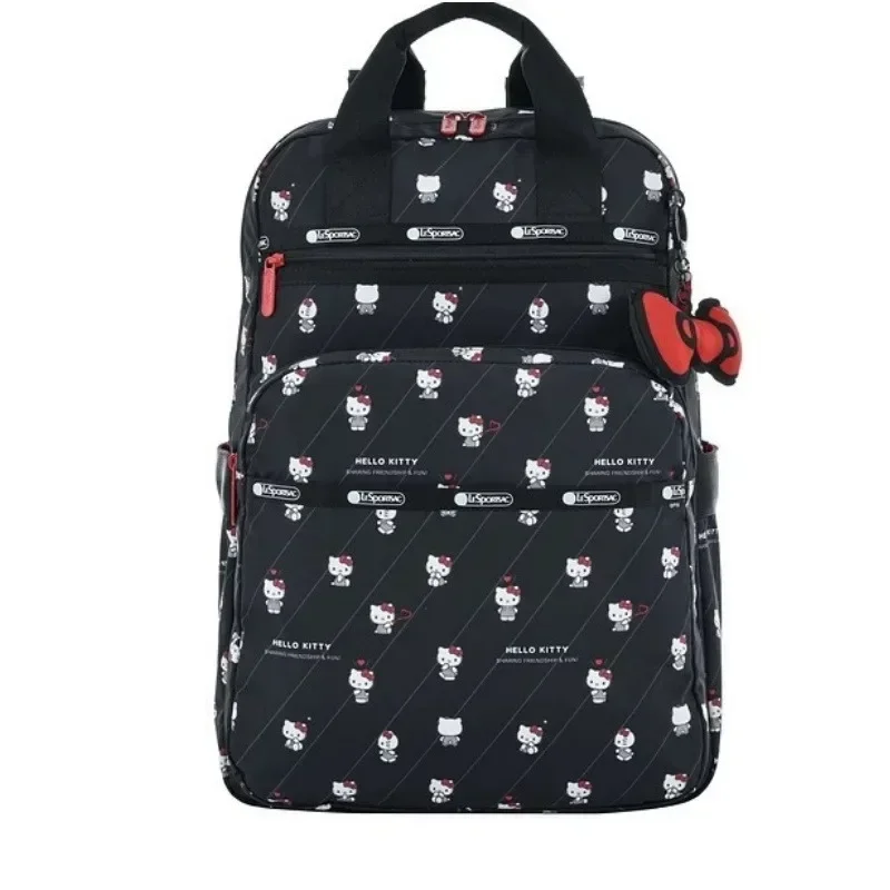 Sanrios Hellokittys Co Branded Black Backpack Anime Kawaii Large Capacity Backpack Simple College Style Commuter Computer Bag