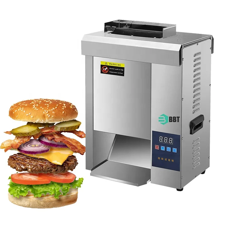 Multifunctional Stainless Steel Vertical Burger Bun Contact Toaster Commercial Bread Heating Machine