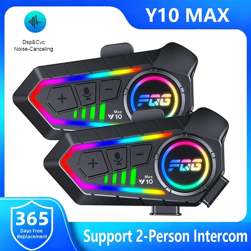 

Y10 Max Motorcycle Helmet Bluetooth Intercom CVC+DSP Dual Intelligent Noise ReductionInter Comunicador Support 2-Person