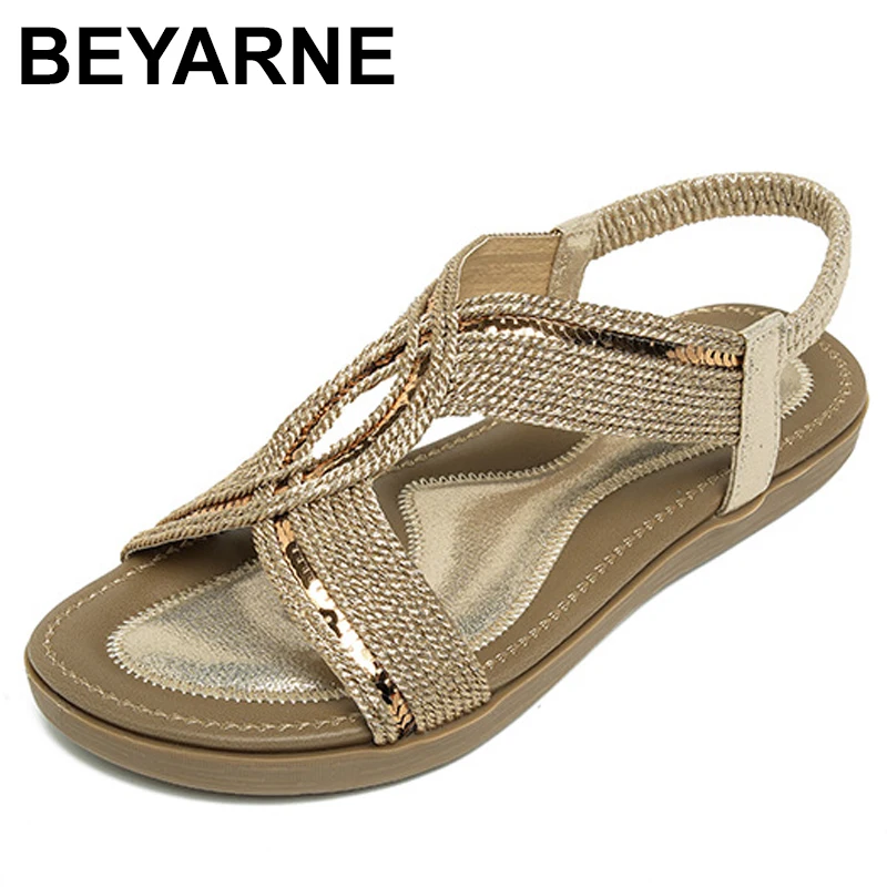 

Сабо большого размера, сандалии на танкетке со стразами, летняя обувь на плоской подошве, женский костюм, женский бежевый костюм на большой платформе без низкого богемного комфорта