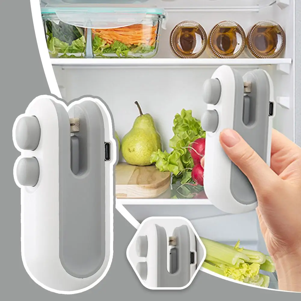 Mini Sealing Machine Portable Magnetic Mini Bag Sealer with Cutter Rechargeable Snacks Food Vacuum Heat Sealing Machine Resealer