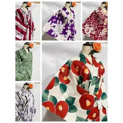 Yukata Long Robe Kimono Japanese Traditional Women Clothing Cotton Linen Dress Pattern Japan Style
