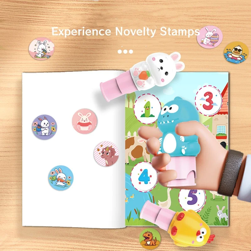 Children Magic Sticker Stamper Toy Arts And Crafts Fidget Toy With 200 Stickers Cartoon Refillable Sticker Stamper Creative Play