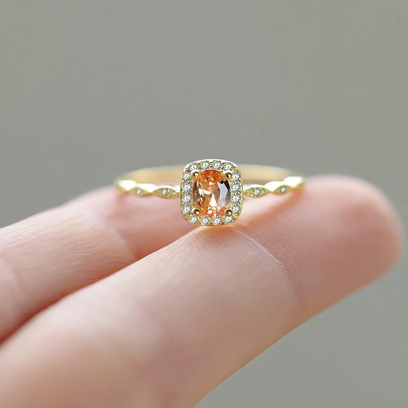 

CCFJOYAS 925 Sterling Silver Gold Color Square Candy Color Zircon Rings for Women Simple INS Wedding Party Finger Ring Jewelry