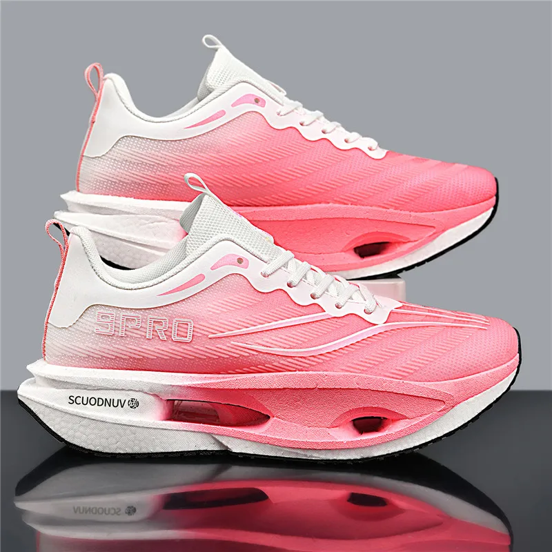 Herren-Freizeitsportschuhe, Paar-Modell 9Pro, Herren-Laufschuhe für Wettkämpfe, trendige Sportschuhe mit Farbverlauf und Mesh-Obermaterial, atmungsaktive, leichte und strapazierfähige Laufschuhe mit dicker Sohle und hoher Elastizität, die Stöße absorbieren, ideal für Outdoor-Fitness-Training. – Detail 10