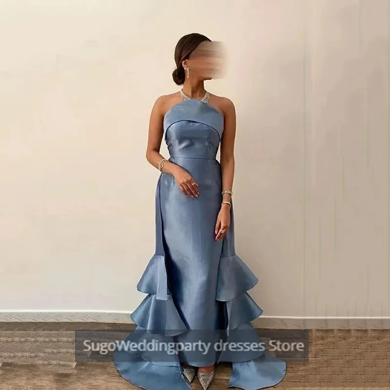 

Customized Elegant Saudi Arabia Evening Dress Strapless Sheath Floor-Length sleeveless Mermaid Formal Party Gowns 2025