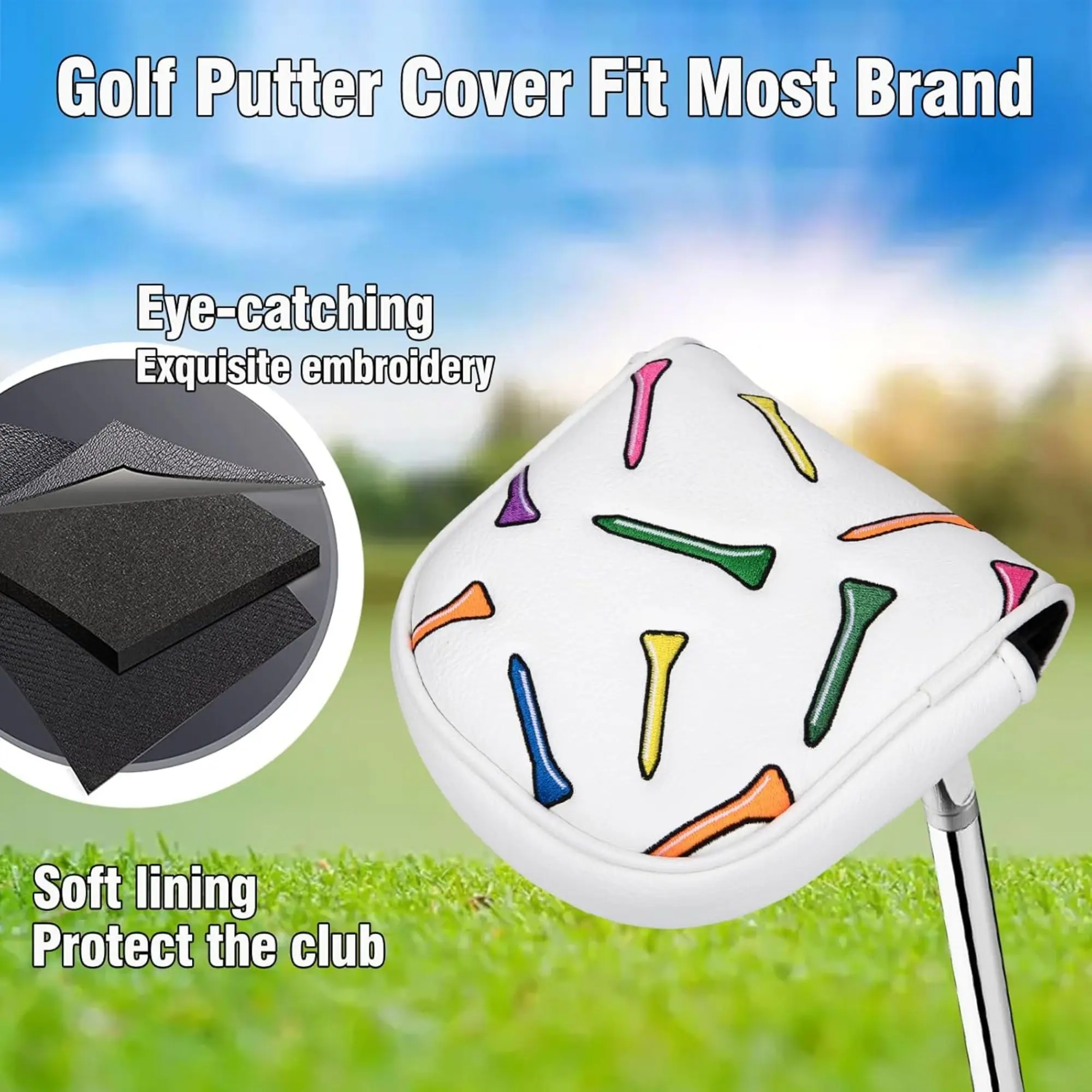 

Чехол для клюшки для гольфа, головной убор с молотком, красочная футболка, чехол для клюшки для гольфа, чехол для клюшки из искусственной кожи с вышивкой TeeDesign