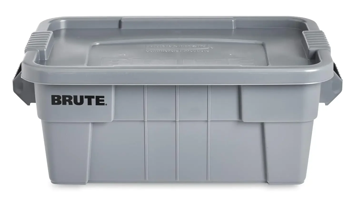 Commercial Products BRUTE Tote Storage Bin with Lid, 14-Gallon, Gray, Rugged/Reusable Boxes for Moving/Camping/Garage