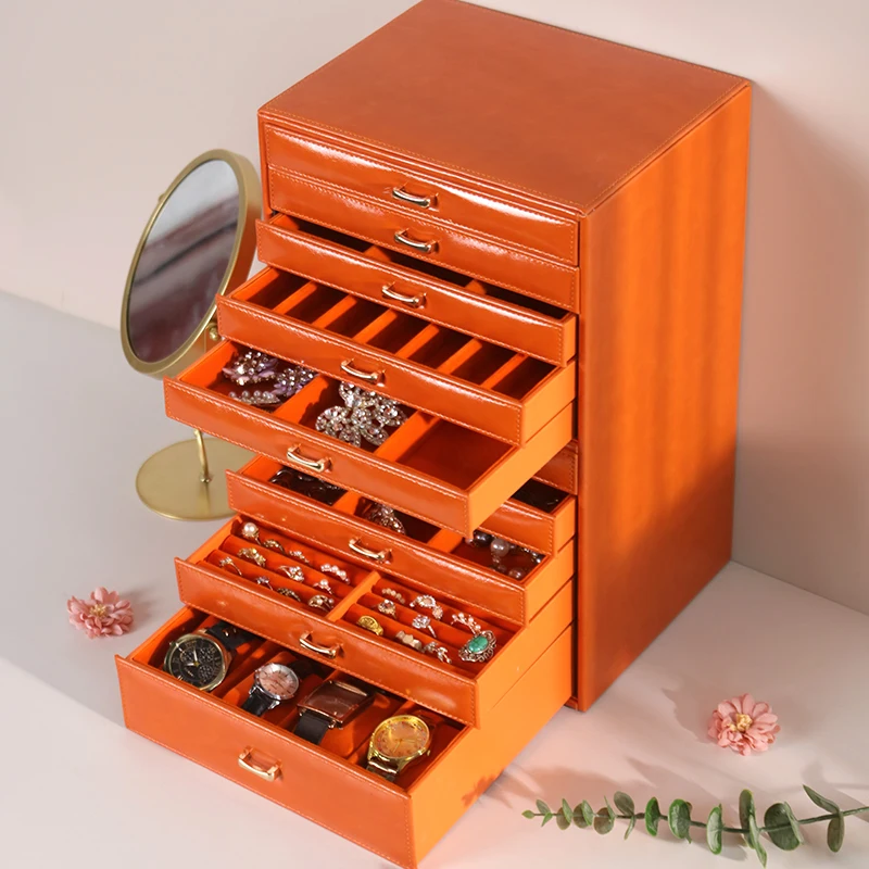 

Большая необычная шкатулка для драгоценностей, 10 ящиков, органайзер для хранения ювелирных изделий, многоуровневая коллекция ювелирных изделий для колец, сережек