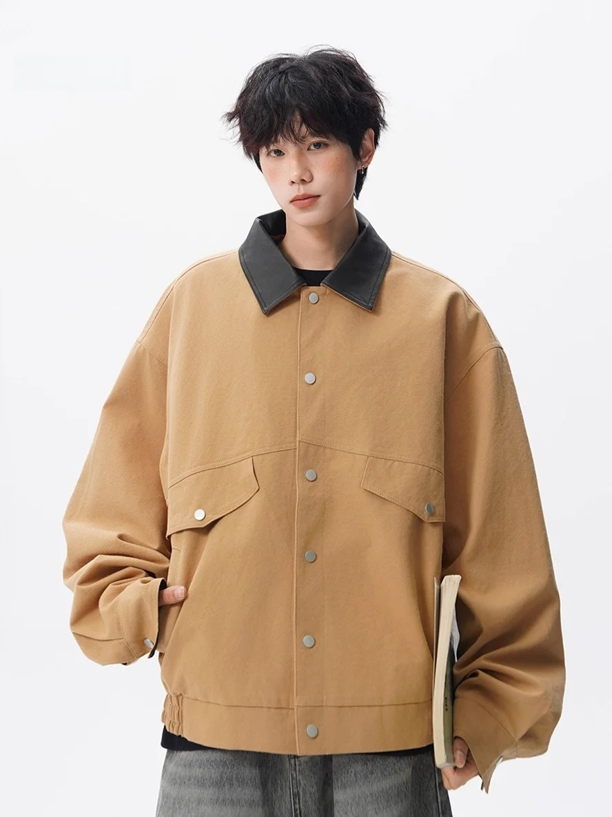 

Мужская куртка-жакет цвета хаки в стиле Детройт, повседневная, из хлопка, рабочая одежда, винтажная, американская, свободного кроя, с длинными рукавами, на пуговицах, ветрозащитная