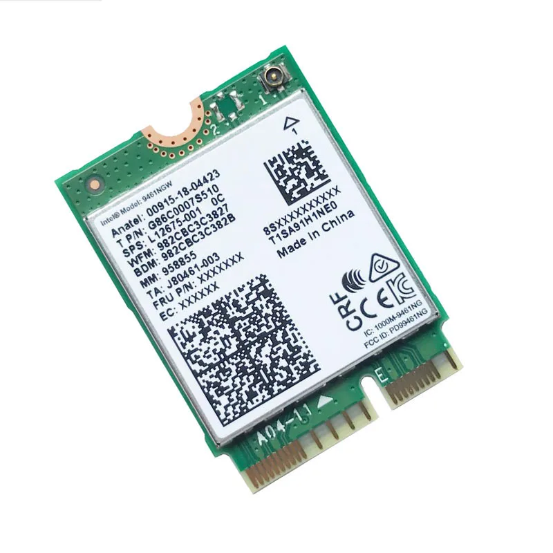 Wircard Dual Band Wireless AC 9461 Intel 9461NGW 802.11ac NGFF Kunci E 2.4G / 5G Wifi Kartu Bluetooth 5.0 Kartu