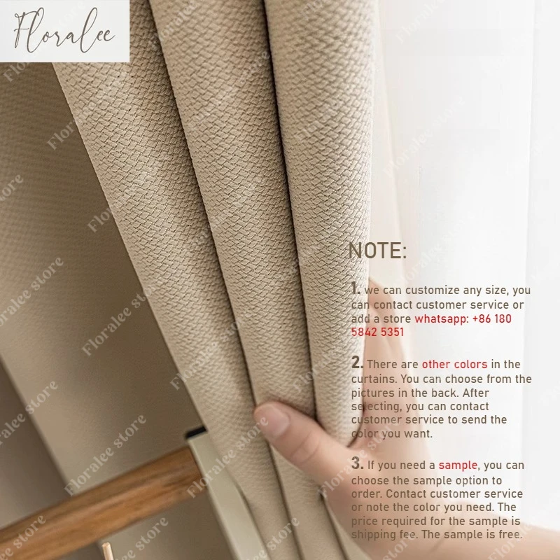 

Chenille Blackout Curtains Light Luxury Cream Color New Curtains for Living Room Bedroom Sunscreen Simple Style Custom Size