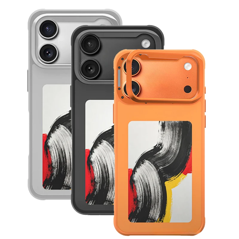 

Чехол для iPhone 17 Pro Max с NFC E-ink экраном 4.0 дюйма и магнитной подставкой, защитный чехол-накладка, черный, серый, оранжевый