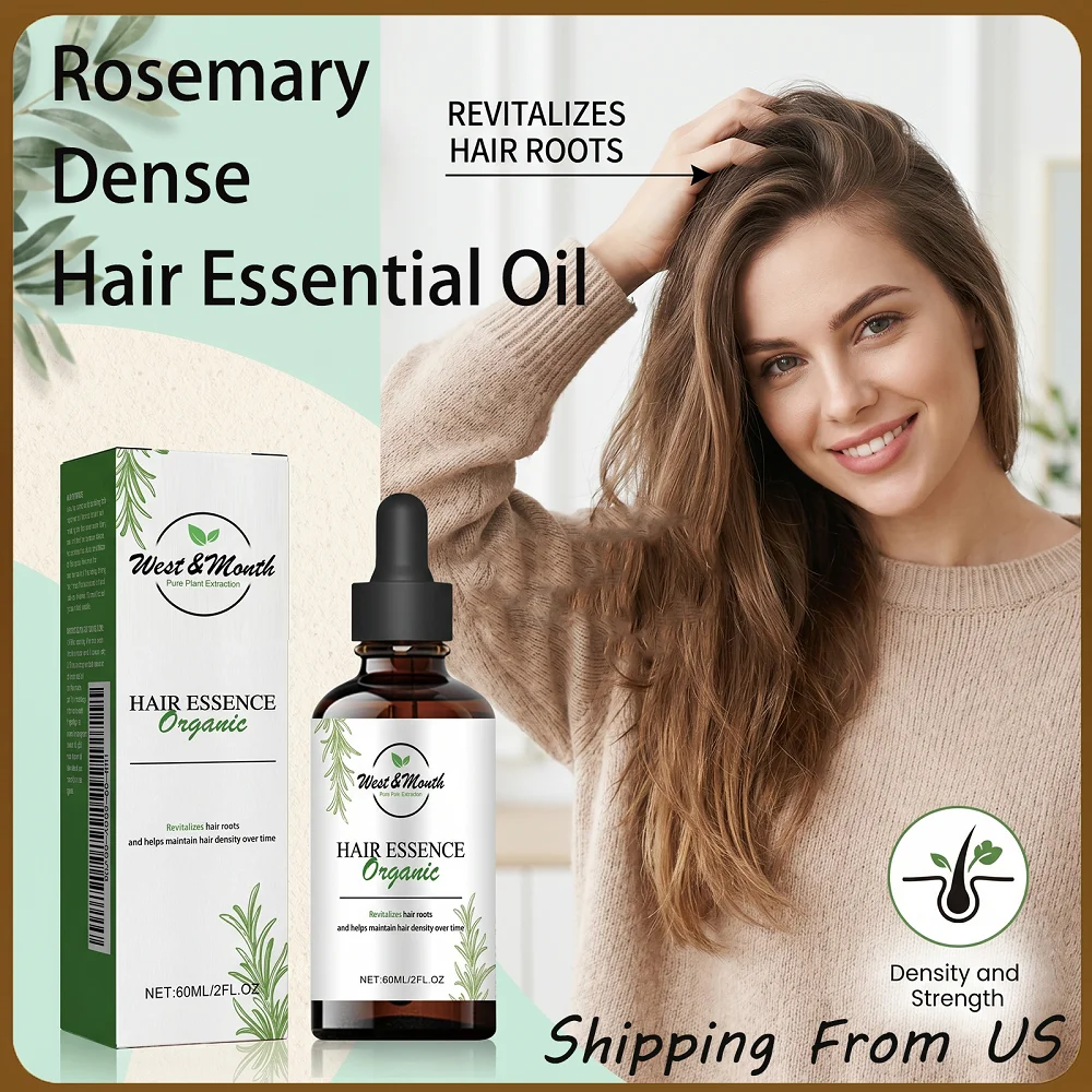 West&Month 60ml Óleo Essencial de Alecrim para Cabelo Denso Reparação de Cabelos Danificados Extremidades Duplas Frizz Previne Perda de Cabelo Óleo de Cuidados com o Cabelo