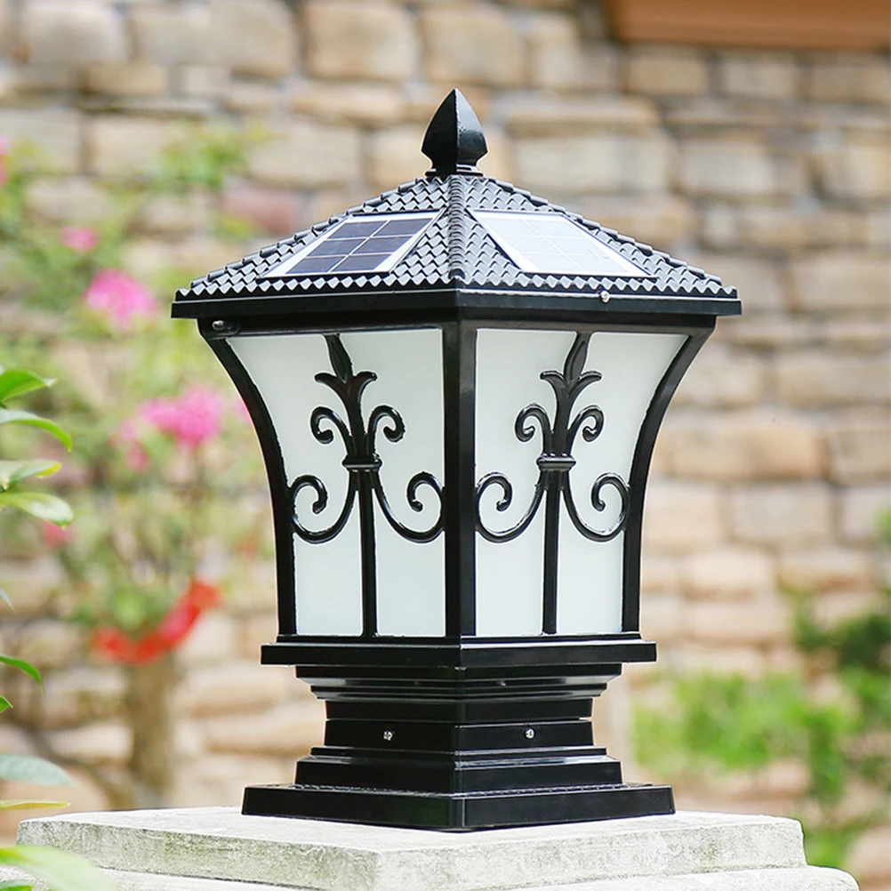 

Solar Aluminum Yard Garden Lamp Rain Proof Outdoor Fence Wall Patio Lights for Outdoor Decor (Black)
