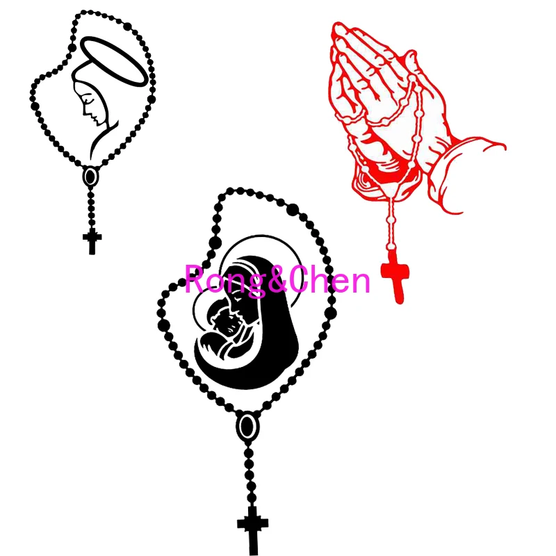 

Rongchen Trading Car Sticker Rosary Virgin Mary Fatima Decorative Accessories Creative Sunscreen Waterproof PVC Motorcycle Decal