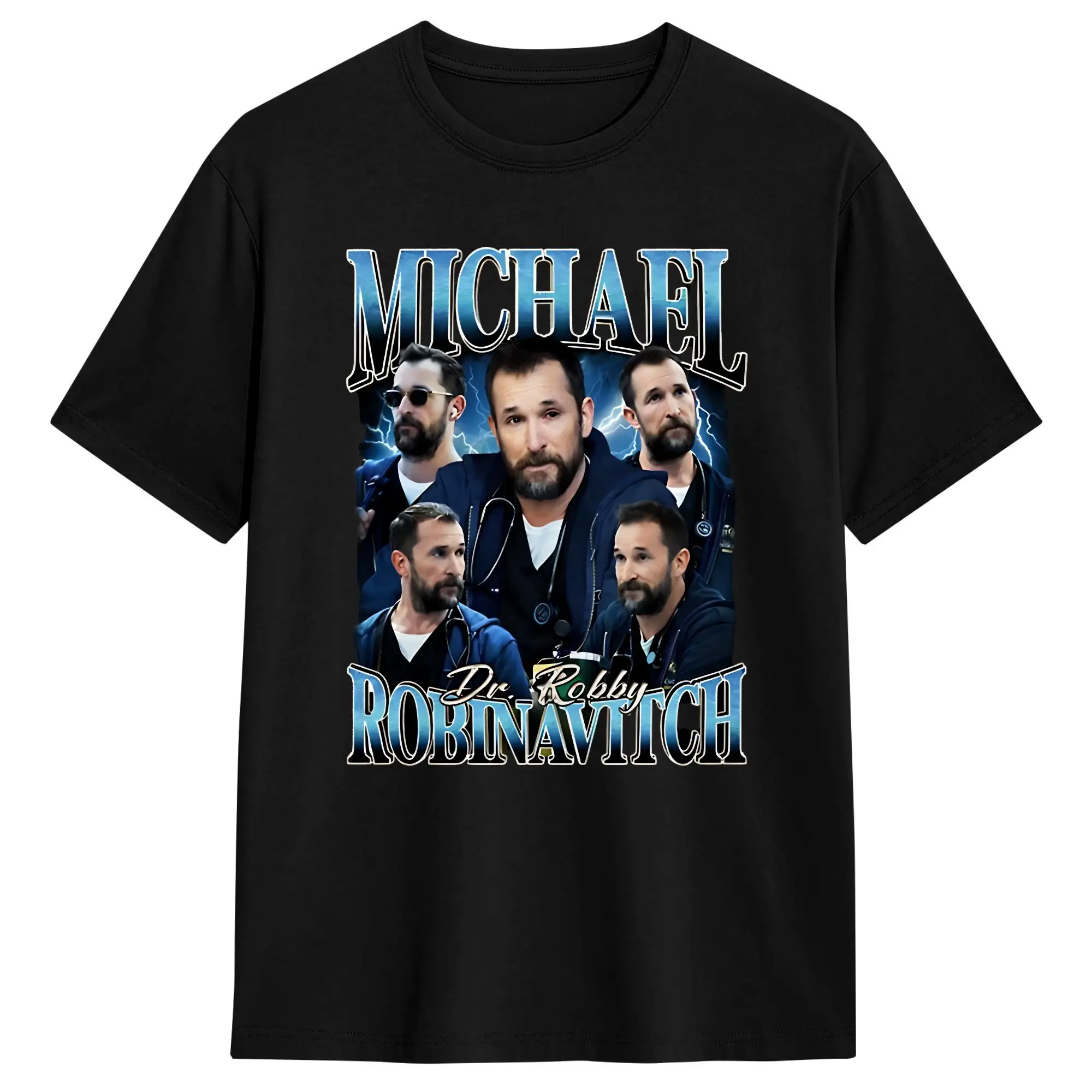 Men T-Shirt 90s Dr Robby Leisure Cotton Tees Short Sleeve  T Shirts Round Collar Clothing Plus Size