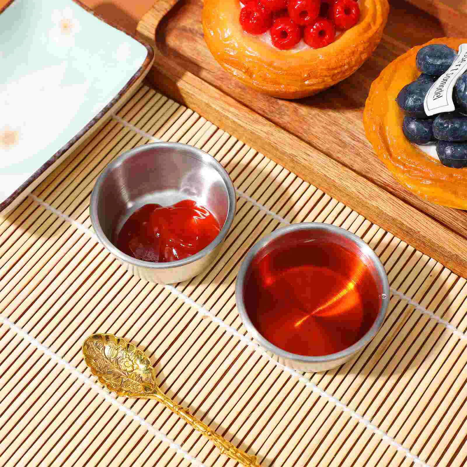 6 PCS Stainless Steel Cups Multi Use Dipping Bowls for Condiments Ketchup Mayonnaise Butter Cocktail Sauce Tartar for Outdoor