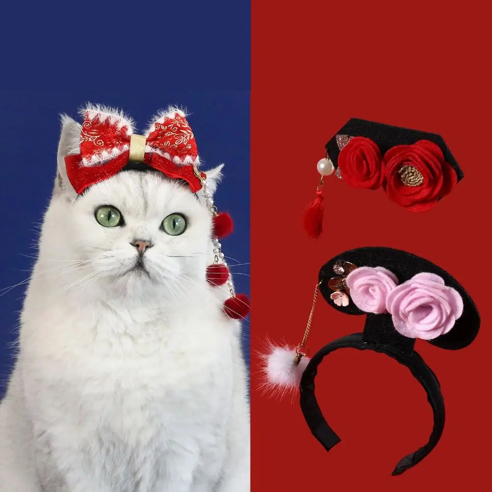

Cute Chinese Style Pet New Year Headband Hanfu Traditional Cat Headdress Court Princess Vintage Dog Hanfu Headband Dog/cat
