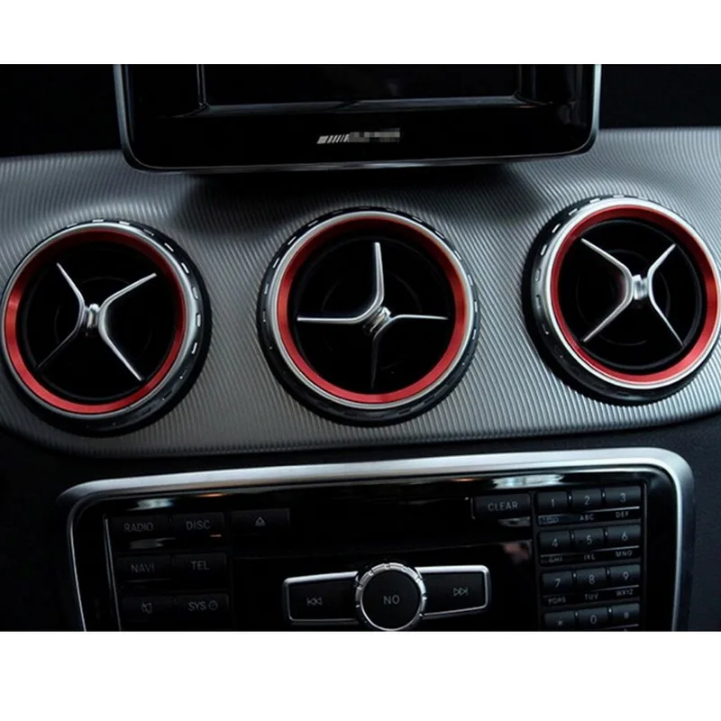 Car Air Conditioning Outlet Decor Ring Stickers 5Pcs Aluminium Alloy For Mercedes Benz GLA CLA A B Class
