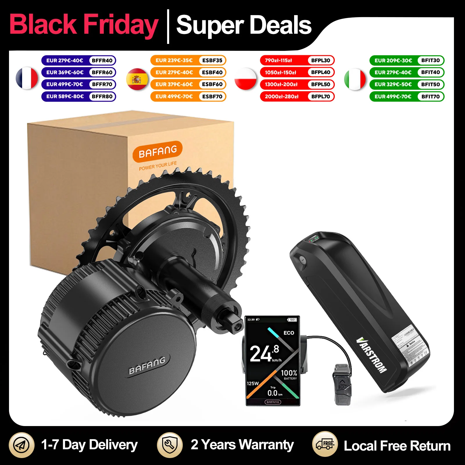 Bafang 250W 350W 500W Kit moteur 36V Mid Drive Kits de Conversion de vélo électrique BBS01B BBS02B moteur de vélo électrique 13Ah 24Ah batterie de vélo