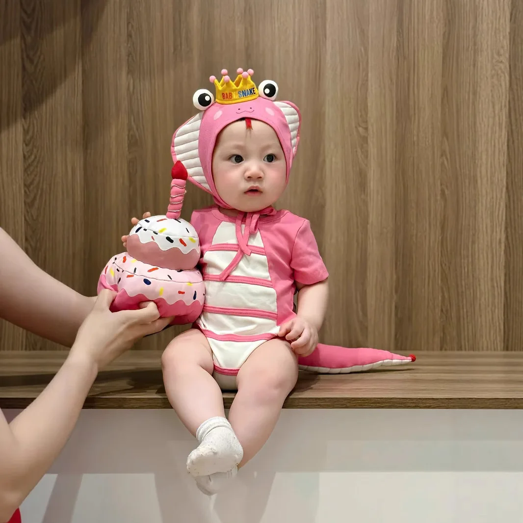 

Kawaii змея, летнее боди для маленьких мальчиков и девочек, одежда, корейский комбинезон для дня рождения, комбинезон для новорожденных, наряд