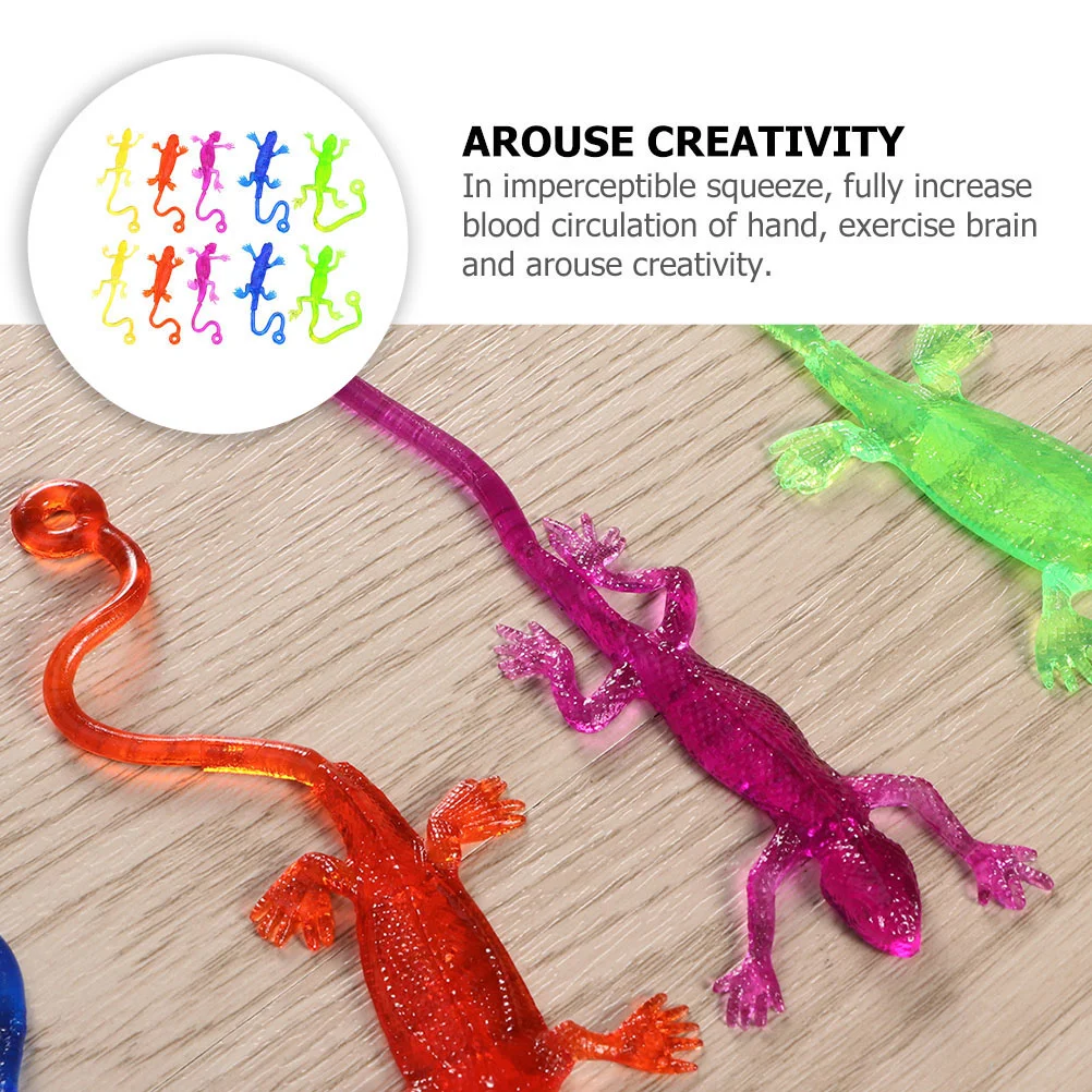 15 Pcs Lizard Soft Gummy Ball Kids Toy Funny Sticky Stretchy Artificial Plaything Interactive Child