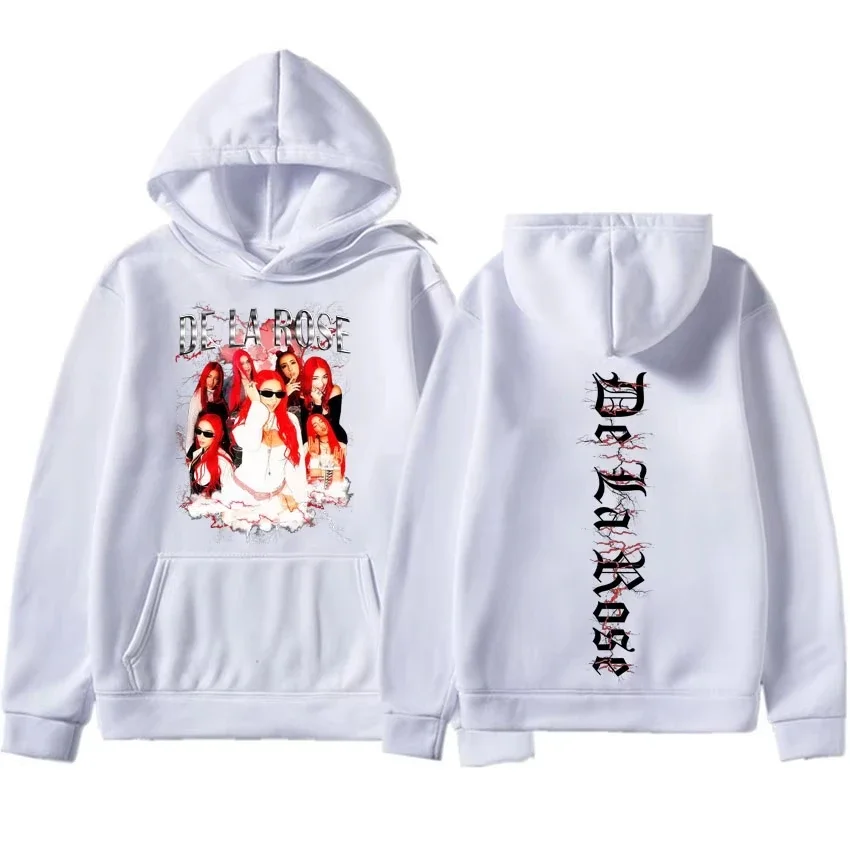 Singer De La Rose Graphics Hip Hop 2D Hoodie Mens Oversized Pullovers Spring Autumn Casual Y2K Cozy Sweatshirt Streetwear Fans